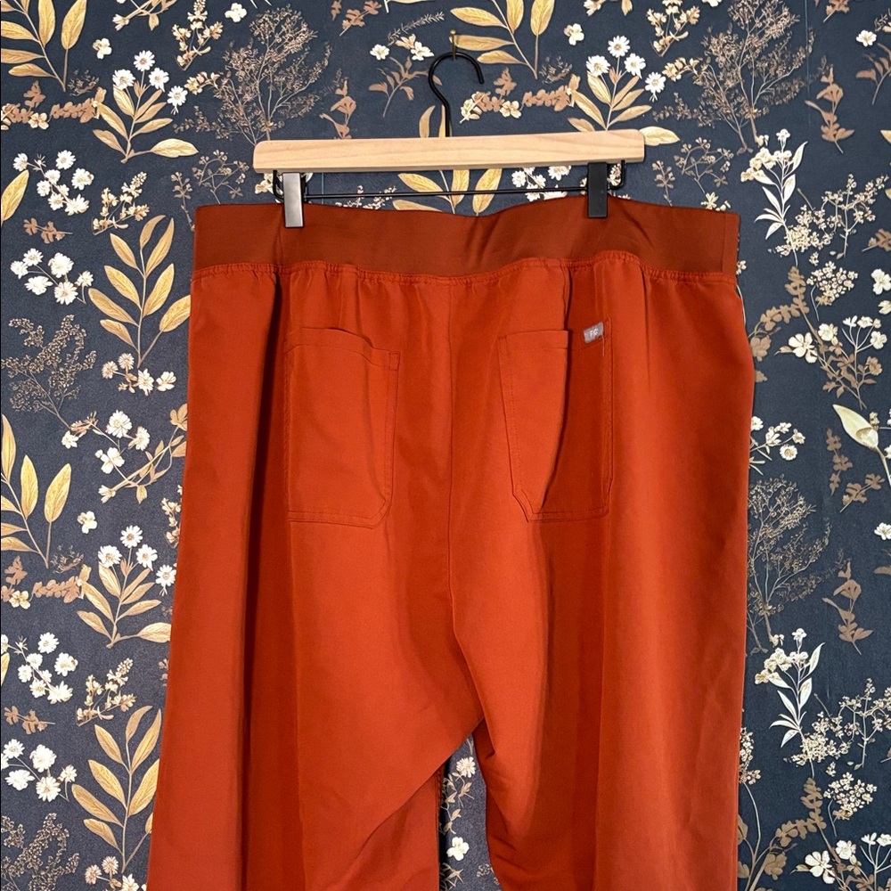 Figs Rust-Red Orange Pull On Drawstring Straight … - image 4